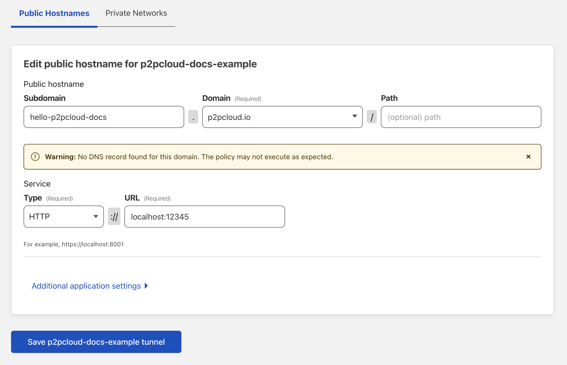 cloudflared tunnel hostname setup